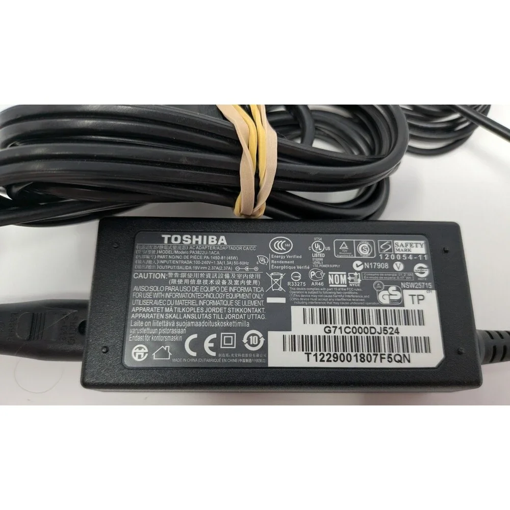 Genuine Toshiba Laptop Charger AC Power Adapter PA3822U-1ACA 19V 2.37A 45W